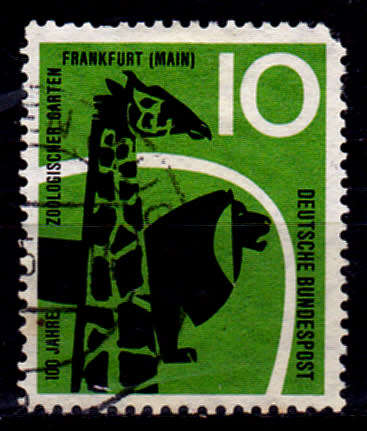 GERMANY 1958, 7 May. 100th ANNIV FRANKFURT ZOO, single, UH, CV +/-R 10.00 view scans