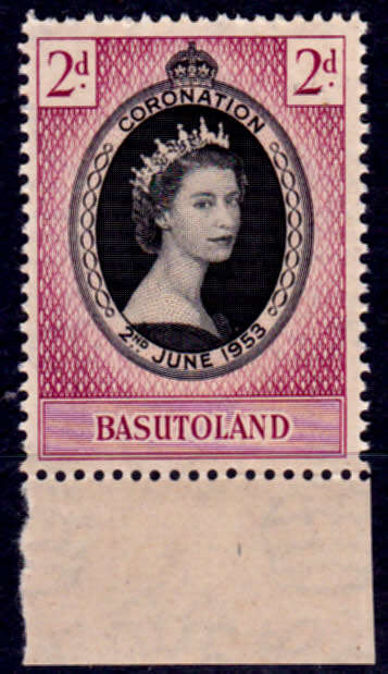 BASUTOLAND 1953, 2 June CORONATION of QEII, single, MNH, CV R 25.00, view scans