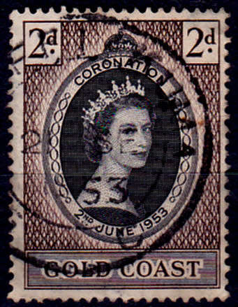 GOLD COAST 1953, 2 June. CORONATION of QEII, single, UH, CV +/-R 5.00, view scans