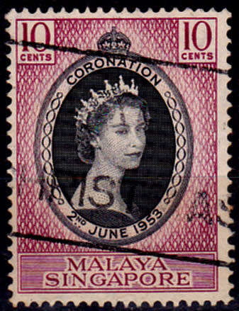 MALAYA SINGAPORE 1953, 2 June CORONATION of QEII, single, UH, CV +/-R 5.00, view scans