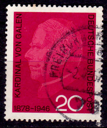 GERMANY 1966, 22 March. ANNIV DEATH CARDINAL VON GALEN, single, UH, CV +/-R 5.00 view scans