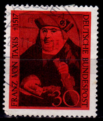 GERMANY 1967, 3 June. 450th ANNIV DEATH F VON TAXIS, single, UH, CV +/-R 5.00 view scans