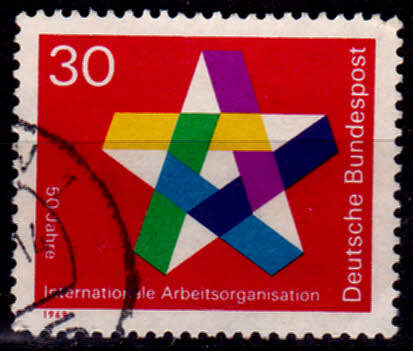 GERMANY 1969, 28 April. 50th ANNIV ILO, single, UH, CV +/-R 5.00 view scans