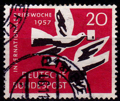 GERMANY 1957, 5 Oct. INTERNATONAL LETTER WEEK, single, UH CV +/-R 10.00 view scans