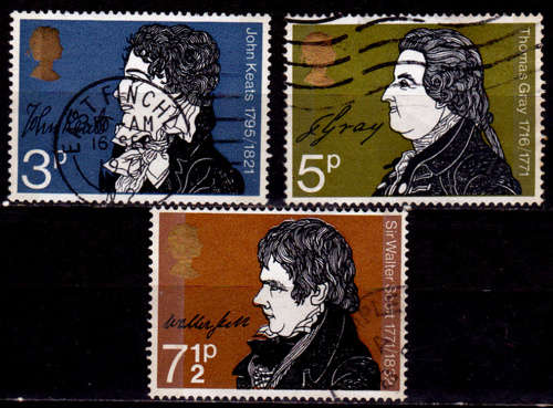 ENGLAND 1971, 28 July. FAMOUS WRITERS, set, UH, CV +/-R 25.00 view scans