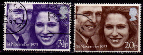 ENGLAND 1973, 14 Nov. WEDDING PRINCESS ANNE, set, UH, CV +/-R 20.00 view scans