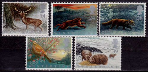 ENGLAND 1992, 14 Jan. ANIMALS IN WINTER, set, MNH, CV +/-R 75.00 view scans