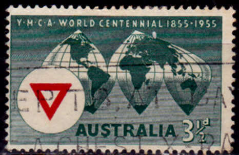 AUSTRALIA 1955, 10 Aug. 100th ANNIV YMCA, single, UH, CV+/- R 5.00 view scans
