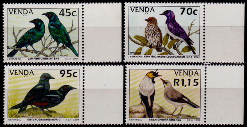 VENDA 1994, 29 April. Starlings, set, MNH, CV R 125.00, view scans