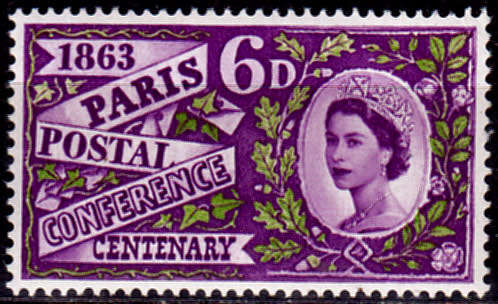 ENGLAND 1963, 7 May. 100th ANNIV 1st INTL POSTAL CONFERENCE, single, MNH, CV +/-R  105.00 view scans