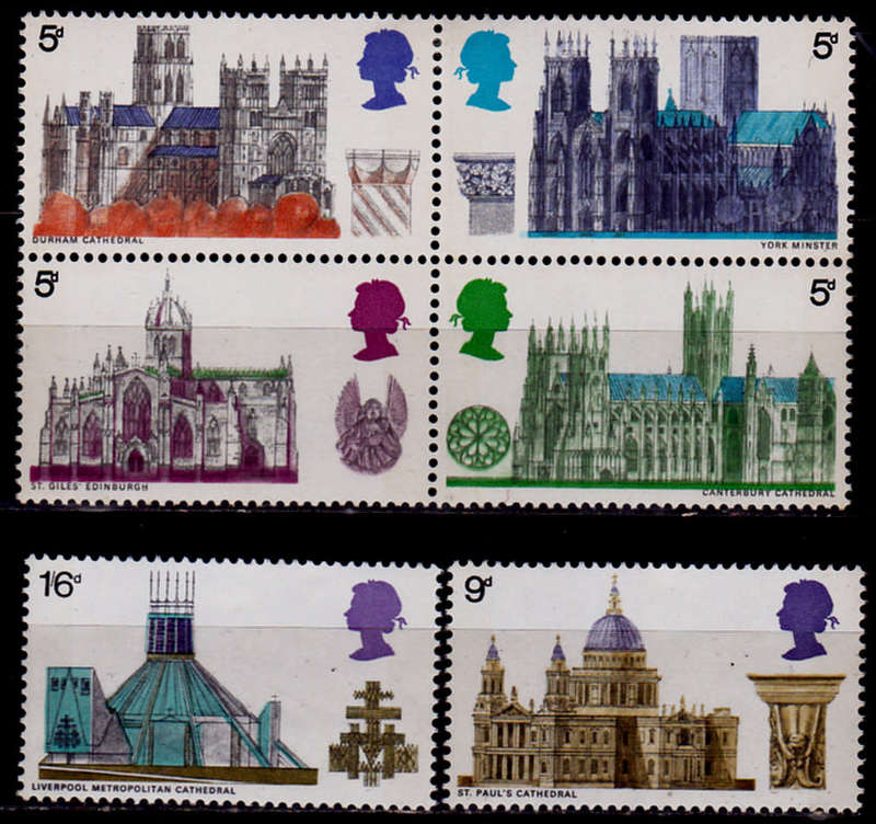ENGLAND 1969, 28 May. BRITISH CATHEDRALS, set, MH, CV +/-R 30.00 view scans