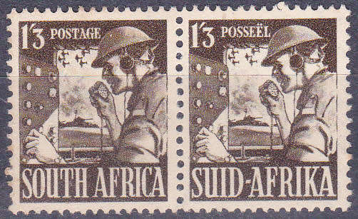UNION OF SA 1943, 2 Jan. OLIVE-BROWN SIGNALLER, single pair, MNH, CV R 350.00 view scans