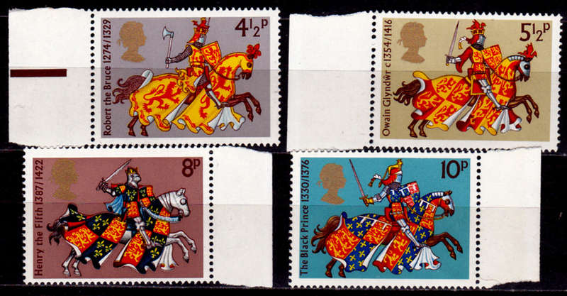ENGLAND 1974, 10 July. MEDIEVAL KNIGHTS, set, MNH, CV +/-R 30.00 view scans