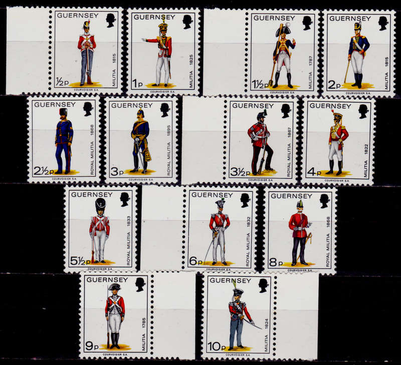 GUERNSEY 1974, 2 April. MILITARY UNIFORMS, set, MNH, CV +/-R 75.00 view scans