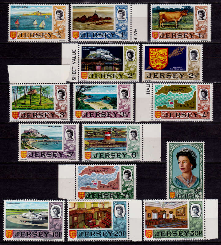 JERSEY 1970 - 1971. DEFINITIVE ISSUE - NEW VALUES, set, MNH, CV+/- R 150.00 view scans