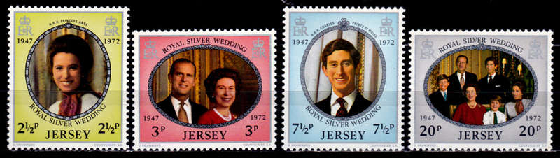JERSEY 1972, 1 Nov. ROYAL SILVER WEDDDING, set, MNH, CV+/- R 35.00 view scans