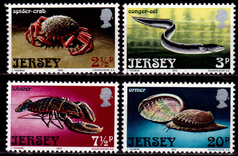 JERSEY 1973, 15 Nov. MARINE LIFE, set, MNH, CV+/- R 40.00 view scans