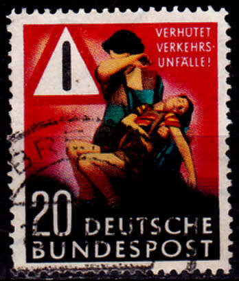 GERMANY 1953, 30 March. PREVENT TRAFFIC ACCIDENTS, single, UH CV +/-R 120.00 view scans