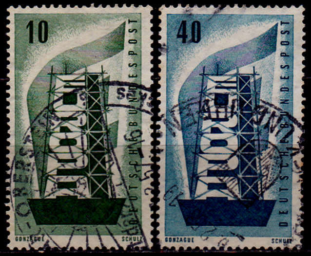 GERMANY 1956, 15 Sept. EUROPA STAMPS, set, UH CV +/-R 25.00 view scans