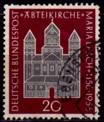 GERMANY 1956, 24 Aug. 800th ANNIV CHURCH OF MARIA LAACH, single, UH CV +/-R 60.00 view scans