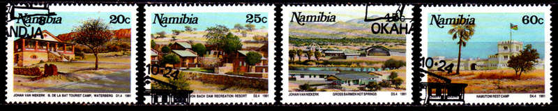 NAMIBIA 1991, 24 Oct. TOURIST CAMPS, set, CTO, CV R ??, view scans