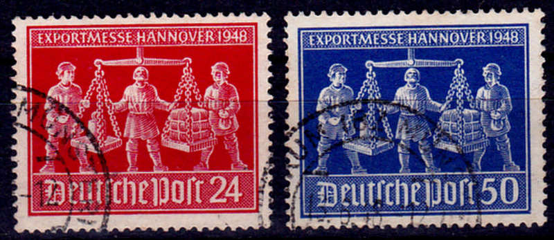 JOINT ALLIED OCC ZONE 1948, 22 May. HANNOVER EXPORT FAIR, set, UH, CV +/-R 60.00, view scans