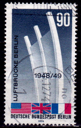 GERMANY BERLIN 1974, 17 April. 25th ANNIV AIR LIFT TO BERLIN, single, UH, CV +/-R 30.00 view scans