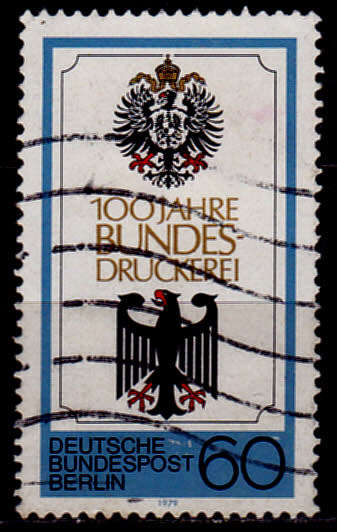 GERMANY BERLIN 1979, 17 May. 100th ANNIV GOVERNMENT PRINTING, single, UH, CV +/-R 20.00 view scans