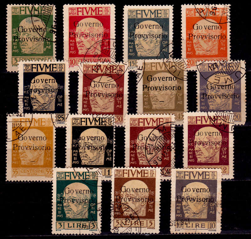 FIUME 1921, 2 Feb. GABRIELLE d`ANNUNZIO 1920 STAMPS O/P, set, UH, CV +/-R 2,480.00, view scans