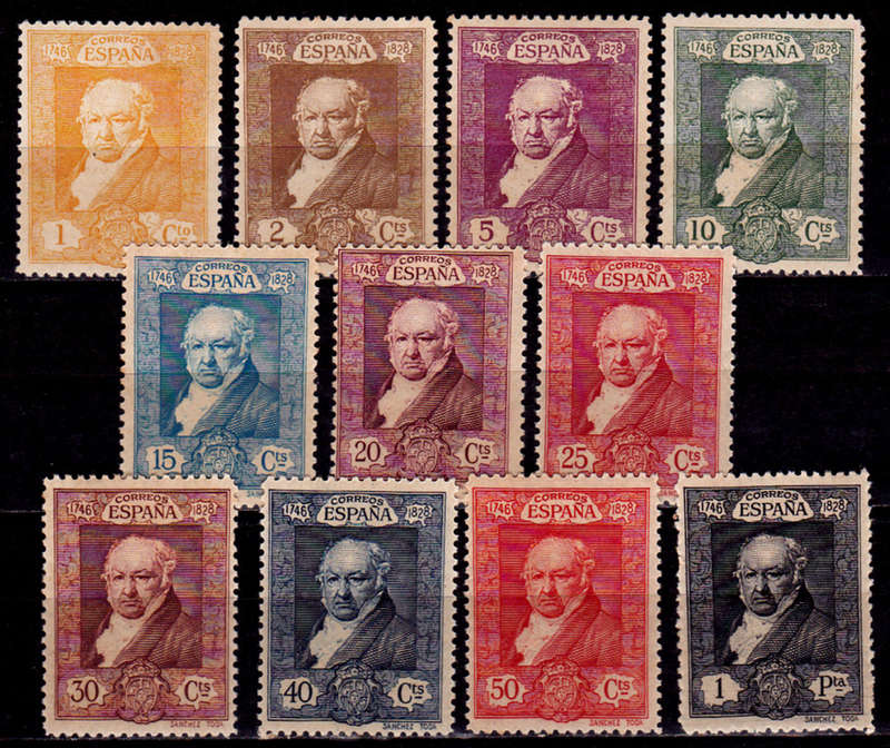 SPAIN 1930, 15 June. 100th ANNIV DEATH F DE GOYA, set, MH, CV +/- R 360.00, view scans