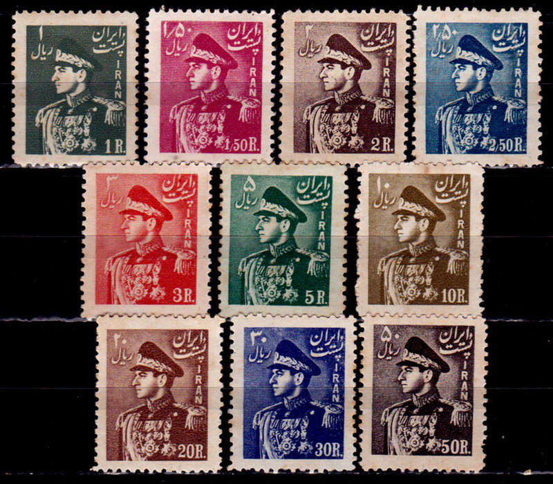 IRAN 1951, Oct. MOHAMMAD REZA SHAH PAHLAVI, short set, MH, CV +/- R 2,380.00, view scans