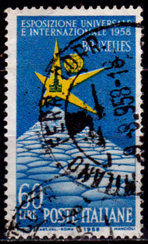 ITALY 1958, 12 June. INTL + UNIVERSAL EXPOSITION AT BRUSSELS, single, UH, CV +/-R 5.00 view scans