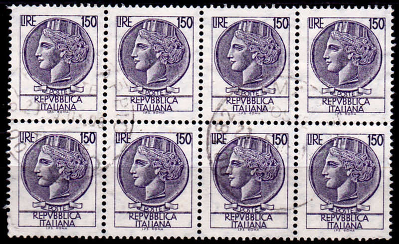 ITALY 1976, 15 March. ITALIA NEW VALUES, part of set 150L block, UH, CV +/-R 40.00 view scans