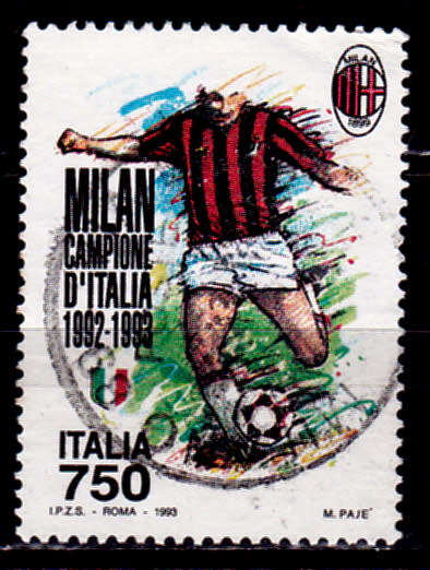 ITALY 1993, 7 June. ITALIAN FOOTBALL CHAMPIONS, single, UH, CV +/-R 10.00 view scans