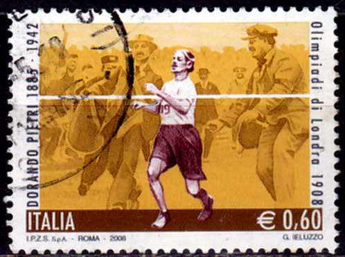 ITALY 2008, 23 Feb. MARATHON RUNNER DORANDO PIETRI, single, UH, CV +/-R 20.00 view scans