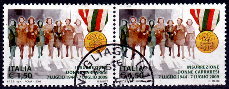 ITALY 2009, 7 July.  65th ANNIV CARRARESI WOMEN, single pair, UH, CV +/-R 100.00 view scans