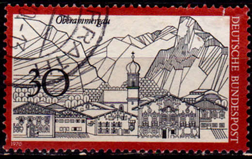 GERMANY 1970, 11 May. TOWN OBERAMMERGAU, single, UH, CV+/- R 5.00 view scans