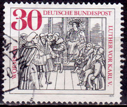 GERMANY 1971, 18 March. 450th ANNIV DIET OF WORMS, single, UH, CV+/- R 5.00 view scans