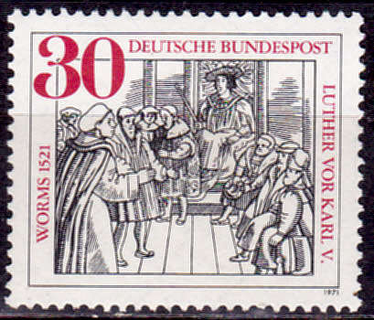 GERMANY 1971, 18 March. 450th ANNIV DIET OF WORMS, single, MH, CV+/- R 10.00 view scans