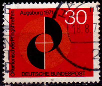 GERMANY 1971, 28 May. CHURCH MEETING IN AUGSBURG, single, UH, CV+/- R 5.00 view scans