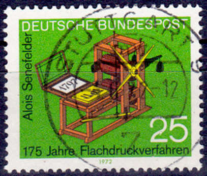 GERMANY 1972, 14 April. 175th ANNIV LITHOGRAPHIC METHOD, single, UH, CV+/- R 5.00 view scans