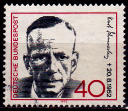 GERMANY 1972, 18 Aug. 20th ANNIV DEATH KURT SCHUMACHER, single, UH, CV+/- R 5.00 view scans