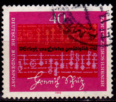 GERMANY 1972, 29 Sept. 300th ANNIV DEATH HEINRICH SCHUTZ, single, UH, CV+/- R 5.00 view scans