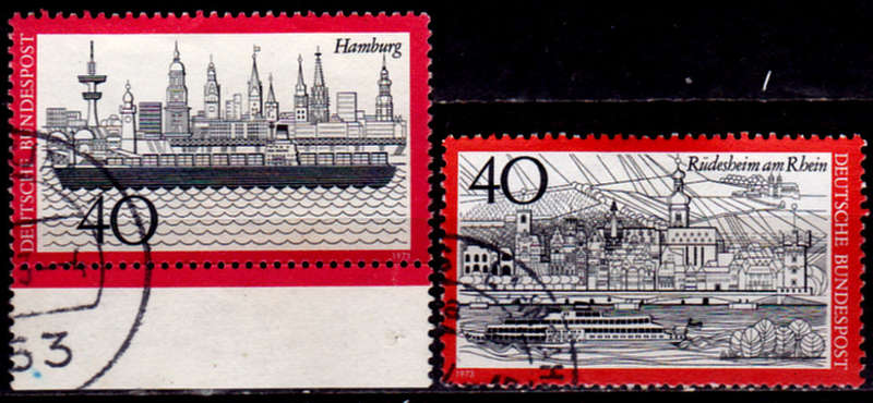 GERMANY 1973, 15 March. HAMBURG AND RUDESHEIM AM RHEIN, set, UH, CV+/- R 10.00 view scans
