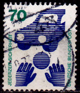 GERMANY 1973, 5 June. INFORMATION ABOUT ACCIDENTS, single, UH, CV+/- R 5.00 view scans