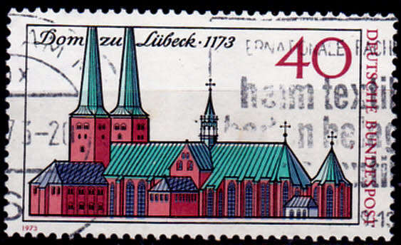 GERMANY 1973, 14 Sept. 800th ANNIV LUBECK`S CATHEDRAL, single, UH, CV+/- R 5.00 view scans