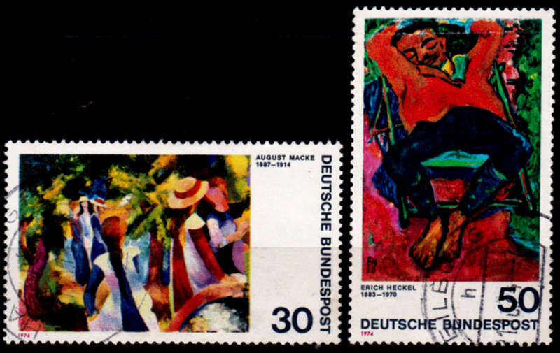 GERMANY 1974, 16 Aug. PAINTINGS - GERMAN EXPRESSIONISTS, set, UH, CV+/- R 20.00 view scans