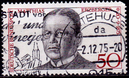 GERMANY 1975, 14 Aug. 100th ANNIV BIRTH MATTHIAS ERZBERGER, single, UH, CV+/- R 5.00 view scans