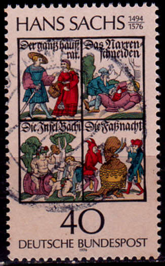 GERMANY 1976, 5 Jan. 400th ANNIV DEATH OF HANS SACHS, single, UH, CV+/- R 5.00 view scans