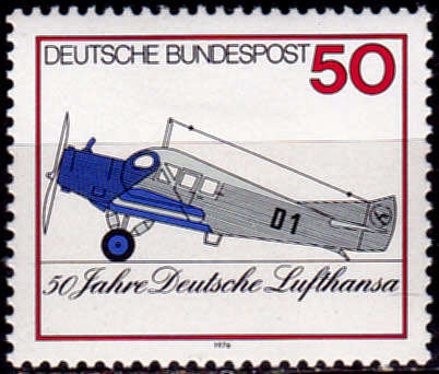 GERMANY 1976, 5 Jan. 50th ANNIV DEUTSCHE LUFTHANSA, single, MH, CV+/- R 20.00 view scans